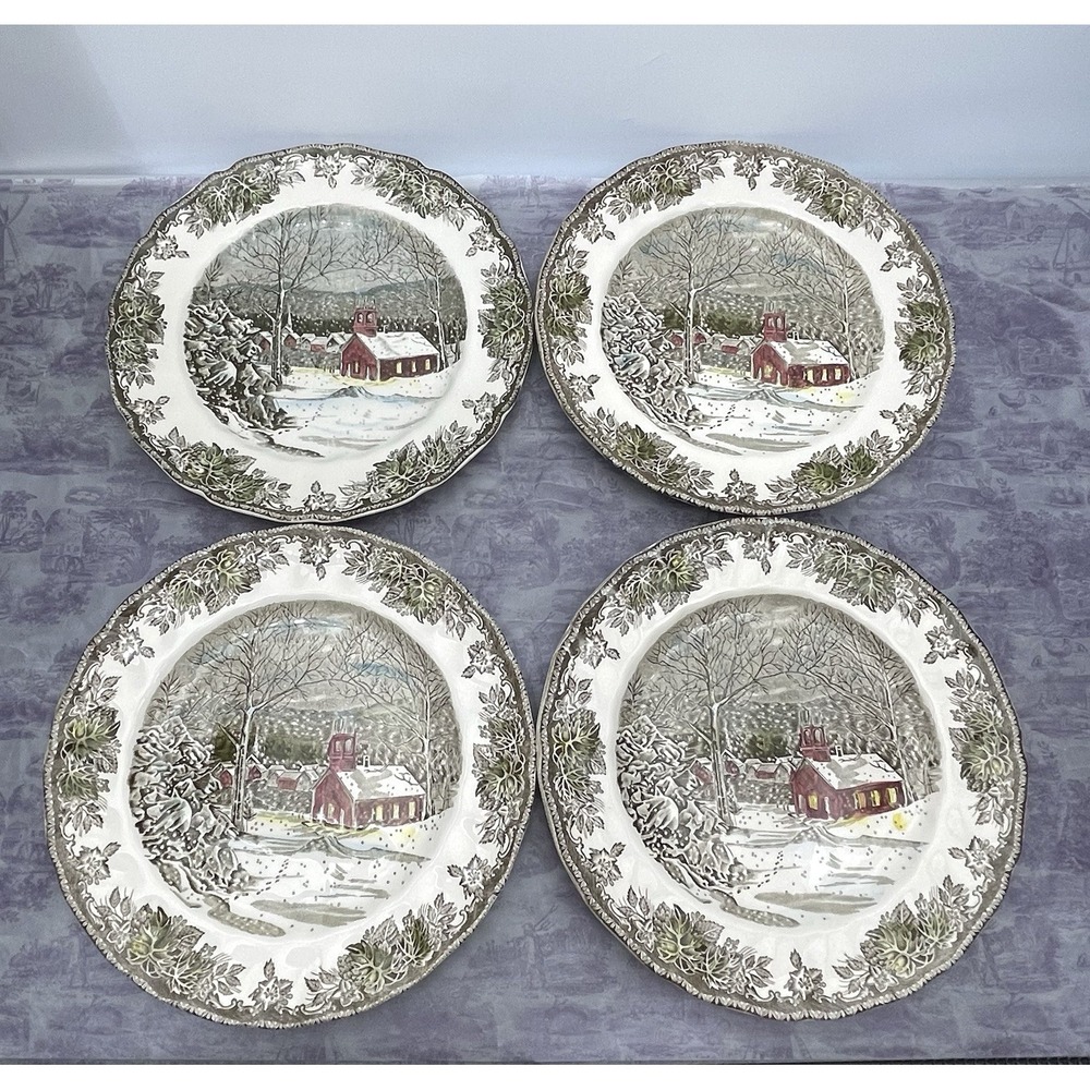 Johnson Bros Friendly Village Dinner Plate Set 4 The School House 9.75" England